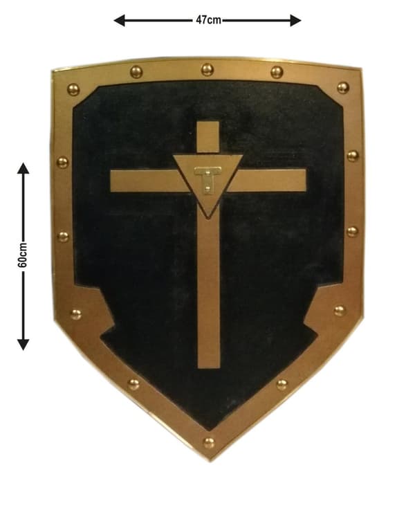 Puinen keskiaikainen Viking ristikilpi - musta SWE102