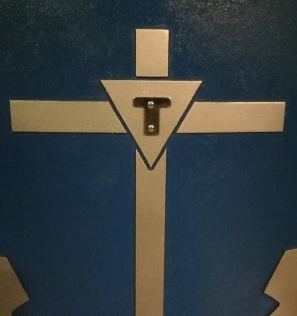 Trämedeltida Viking Cross Shield - Blå SWE104