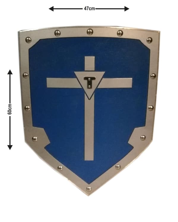 Trämedeltida Viking Cross Shield - Blå SWE104