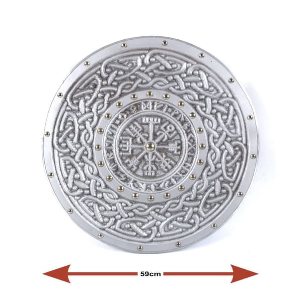 Trägraverade Runes Helm of Awe Viking Silver Shield SWE95