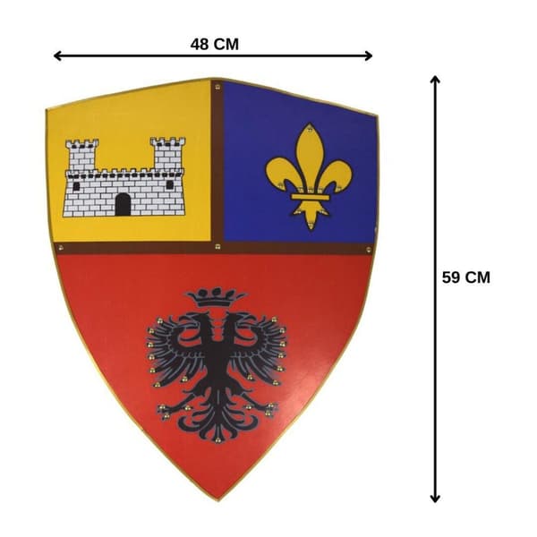 Middelaldersk dobbelthodet heraldisk ørneskjold av tre SWE173