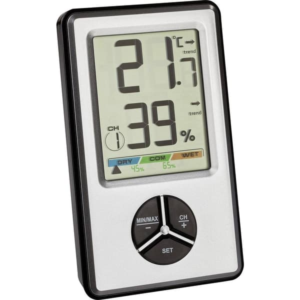 TFA Dostmann 30.5045.54 digitales Thermo-Hygrometer Trådlös termo-/hygrometer Vit