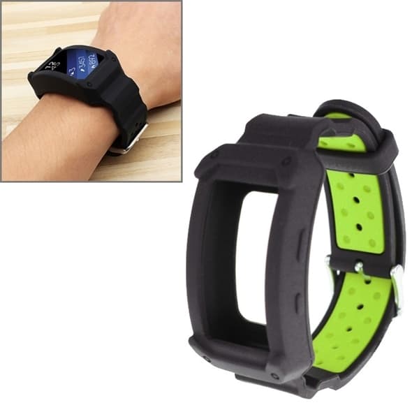 Urrem i silikone til Samsung Gear Fit2 / Pro Sort & Grøn