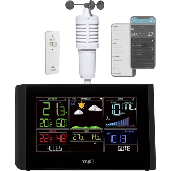 TFA Dostmann VIEW BREEZE 35.8001.01 WiFi-väderstation Prognos för Med WiFi 7 dagar Antal max. sensorer 50