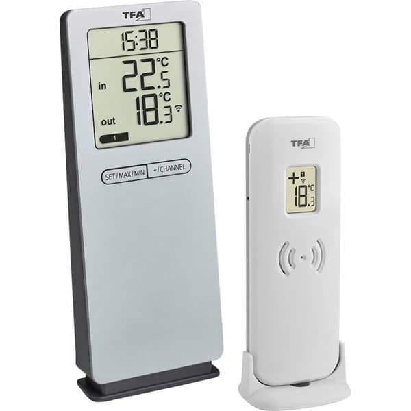 TFA Dostmann Funk-Thermometer LOGOneo Trådløst digitalt termometer Sølv
