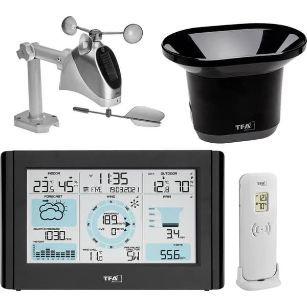 TFA Dostmann WEATHER PRO 35.1161.01 Trådlös digital väderstation Prognos för 12-24 timmar Antal max. sensorer 3