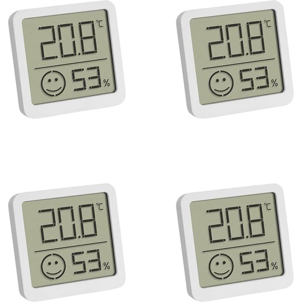 TFA Dostmann 4er Set Digitales Thermo-Hygrometer mit Komfortzone Termo-/Hygrometer Vit 30.5053.02.04