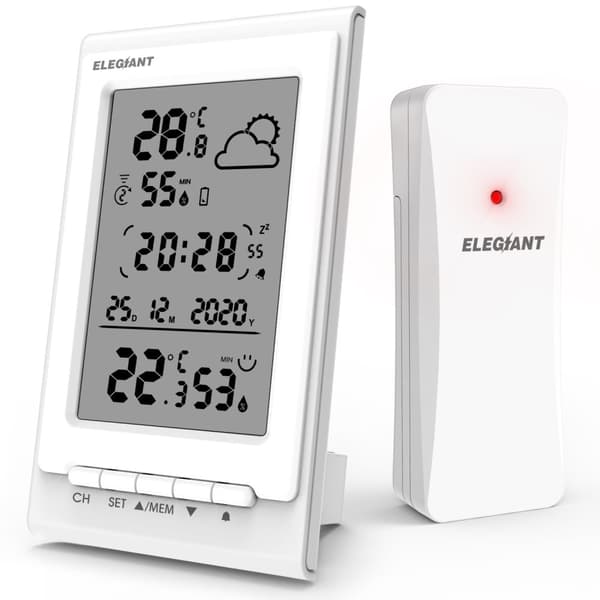 ELEGIANT EOX-9901 Elektronisk termometer Hygrometer Multifunktionelt trådløst HD glas vejrstation vækkeur