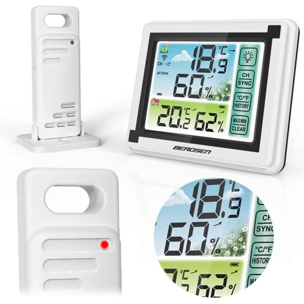 Vejrstation - med Hygrometer & Sensor display - 11,4x9,6 cm