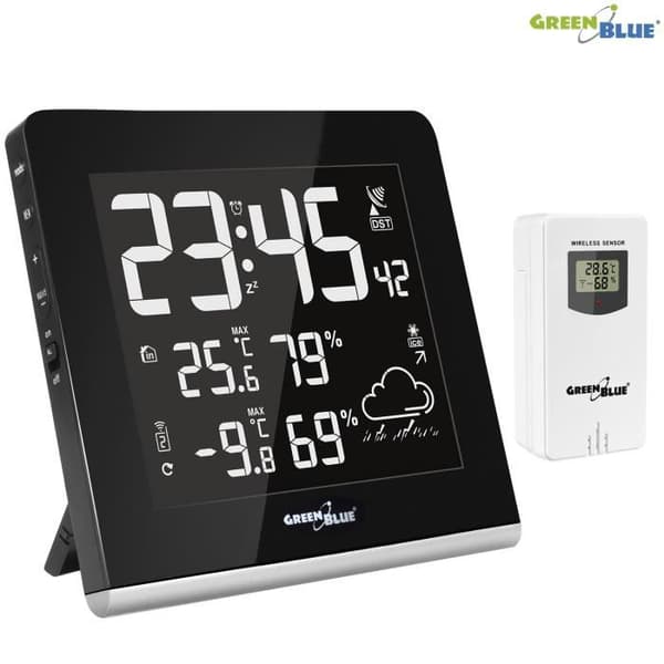 GreenBlue GB151 DCF VA LCD trådlös väderstation