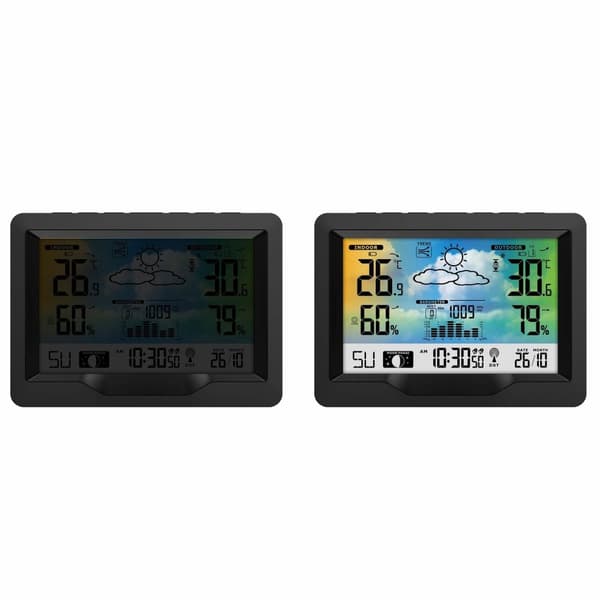 Väderstation - med utomhussensor - färgdisplay - 16x3x11,5 cm