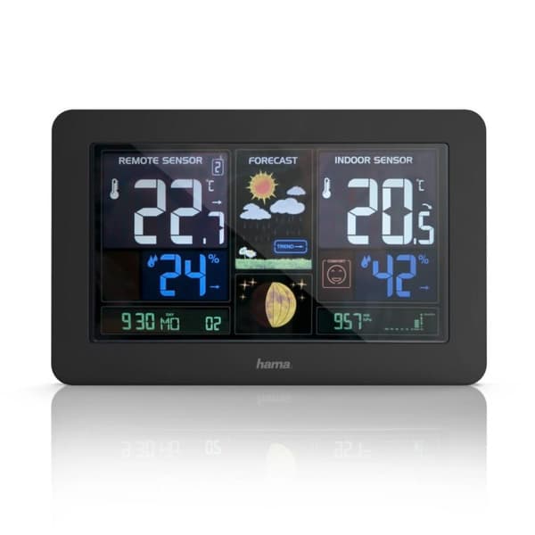 Hama Vejrstation Premium Med LED-farvedisplay og USB-opladningsfunktion