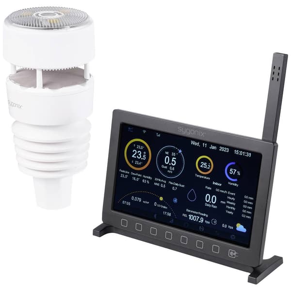 Sygonix SY-5479628 WiFi-väderstation Prognos för 2 dagar Antal max. sensorer 8 st