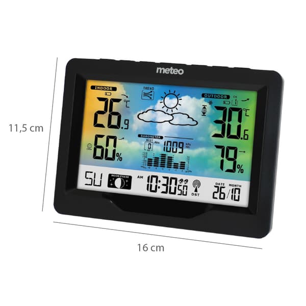 Vejrstation METEO SP84 - 16x11,5x3 cm - trådløs - sort
