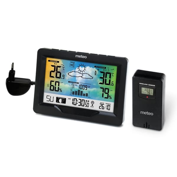 Vejrstation METEO SP84 - 16x11,5x3 cm - trådløs - sort
