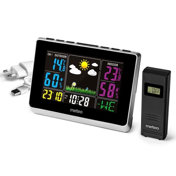Vejrstation METEO SP62s - 17x12,2x2,5 cm - trådløs - sort