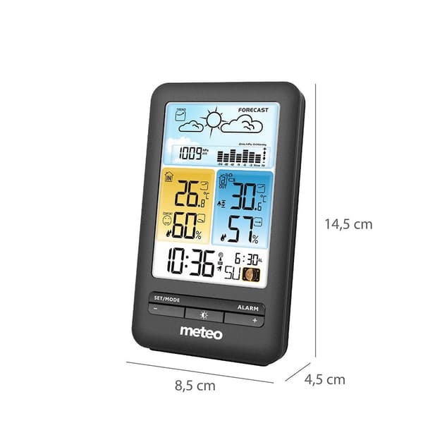 Väderstation METEO SP98 - 14,5x8,5x4,5 cm - trådlöst - svart