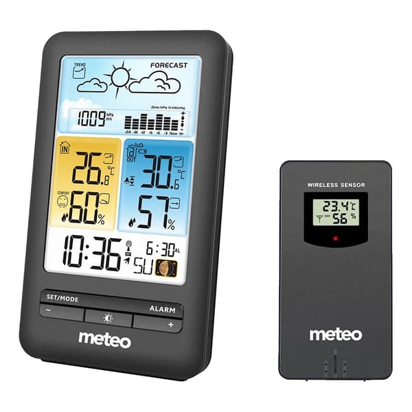 Vejrstation METEO SP98 - 14,5x8,5x4,5 cm - trådløs - sort