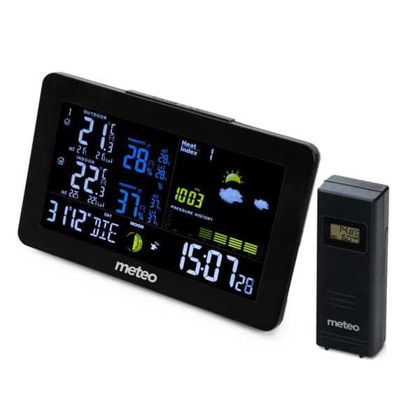 Vejrstation - 12,5x20,5x3,2 cm - LCD VA Display - sort