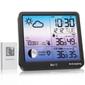 Miniatyrbild 1 av 4: Hommie väderstation med inomhus utomhus trådlös sensor, termometer Hygrometer Barometer månfas, färgglad LCD-skärm