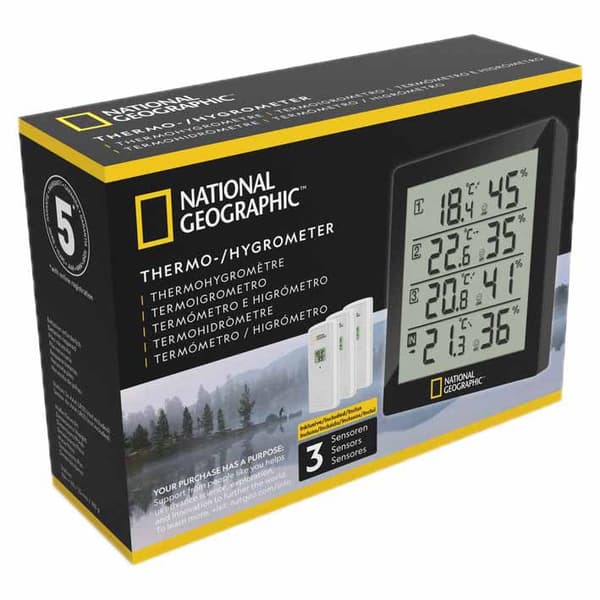 National Geographic Lämpömittari Ja Kosteusmittari 9070200 Musta