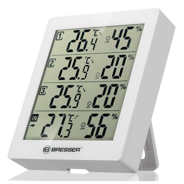 Bresser Termometer Og Hygrometer Temeo Higro Quadro 4 Hvid