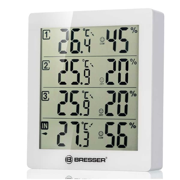 Bresser Termometer Og Hygrometer Temeo Higro Quadro 4 Hvid