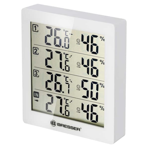 Bresser Termometer Og Hygrometer Temeo Higro Quadro 4 Hvid