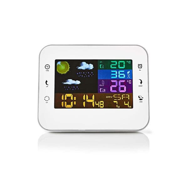 Nedis - Väderstation | Interiör och exteriör | Trådlös vädersensor | Väderprognos | LCD färgdisplay