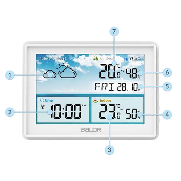 Vejrstation med display BD-909 hvid