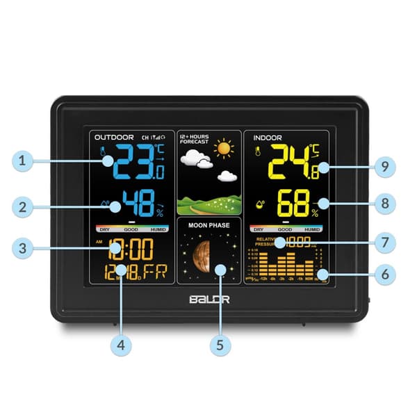 Vejrstation med display BD-907 sort
