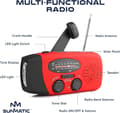 Miniatyrbild 5 av 7: Vevradio med Solceller, LED Ficklampa och 2000mAh Powerbank SOS SUNMATIC - Väderradio för hem- och campingnödsituationer med AM/FM-radio