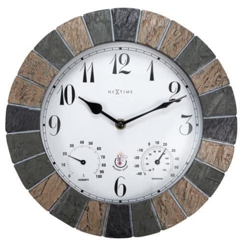 NeXtime väderklocka Aster 26 cm polyresin grön/brun/vit