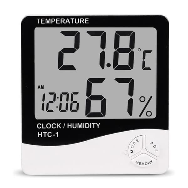 Klocka, LCD Elektronisk Temperatur Fuktighetsmätare Inomhus Sovrum Digital Termometer Hygrometer Väderstation Väckarklocka