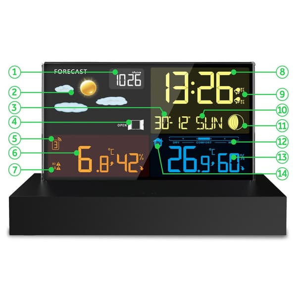 Vejrstation med display BD-912 sort