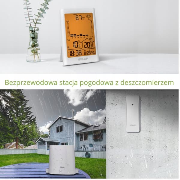 BALDR B0341 Vejrstation Regnmåler Ur Snooze Termometer Hvid