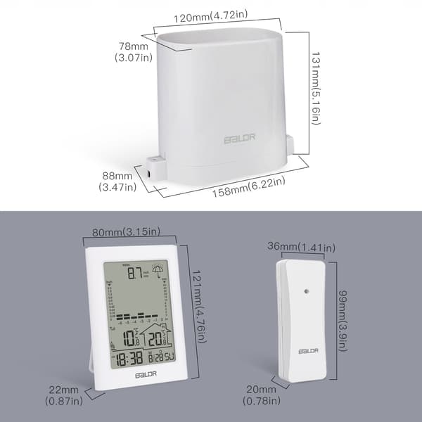 BALDR B0341 Vejrstation Regnmåler Ur Snooze Termometer Hvid