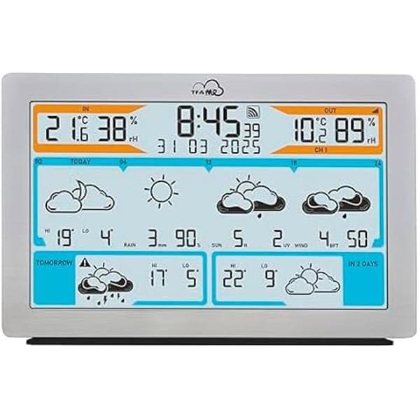 Ansluten väderstation - TFA DOSTMANN - ID-02 - 3-6 dagars prognoser - Termo-hygrosensor - Tillgång till TFA.me
