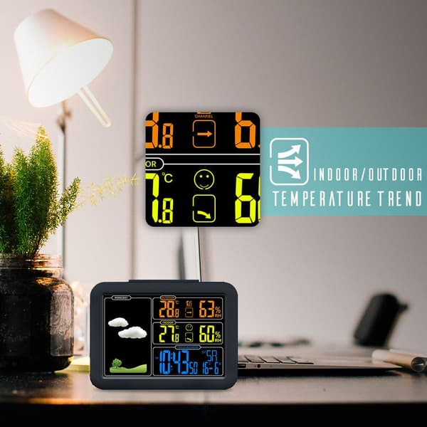 Meteorologisk väderprognos radiovågskalender inomhus och utomhustemperatur hygrometer väckarklocka