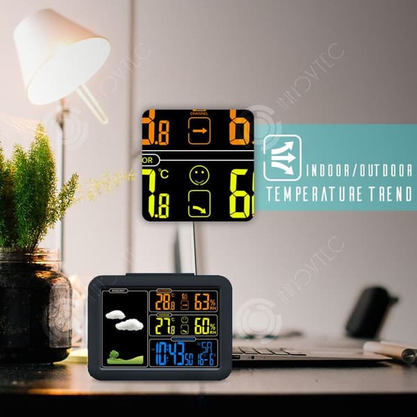 INN Väckarklocka med väderprognosfunktion Termometer Hygrometer Inomhus utomhus Elektronisk väckarklocka med flödande skärm