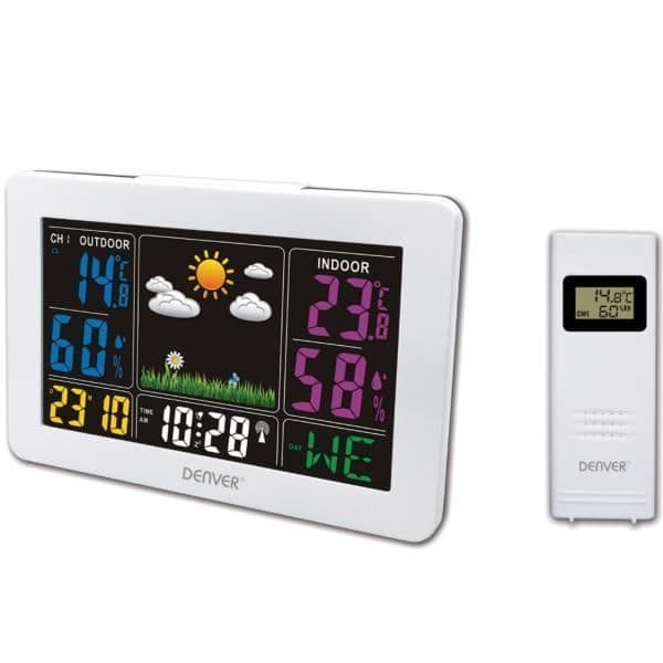 MÖBLER, Klockor och Alarm, Väderstationer, Denver Weather Station, White Characteristics Typ Klocka + väderstation