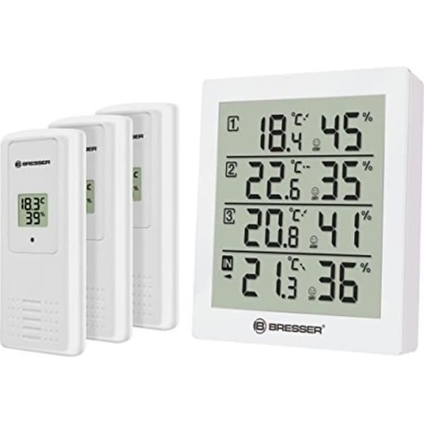 Väderstation - Bresser - Tmeo Hygro Quadro - 4 sonder - Temperatur och luftfuktighet - LCD-skärm