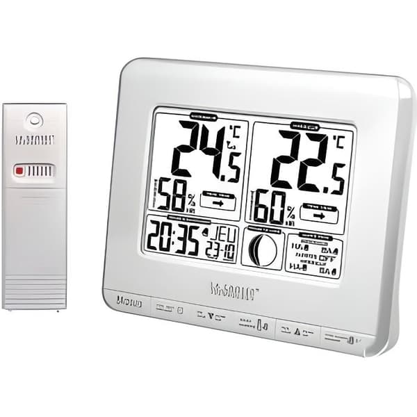 Station La Crosse Technology WS6812WHI-SIL med temperaturer och månfas i vitt och silver