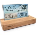 Miniatyrbild 2 av 6: Väderstations väckarklocka - THOMSON - Lätt trä - Temperaturdisplay, Hygrometri, Dubbelt larm, USB-C, Trådlös sond