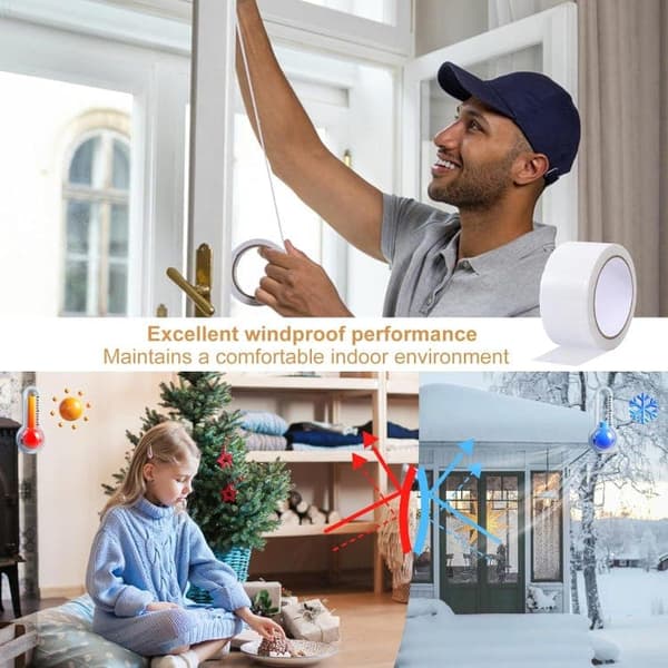 OBOSOE Tätningstejp Självhäftande för Fönster Dörrar 2-pack – Vattentätt/vindtätt/ljudisolerande – 50mm x 20m Tätningslist