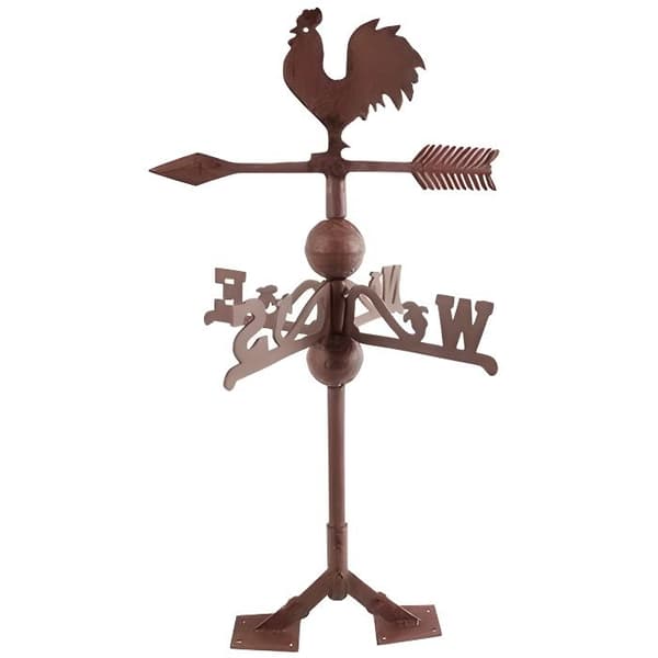Esschert Design Gjutjärn Rooster Weathervane - Svart trädgårdsdekoration 35,5x35,5x69cm