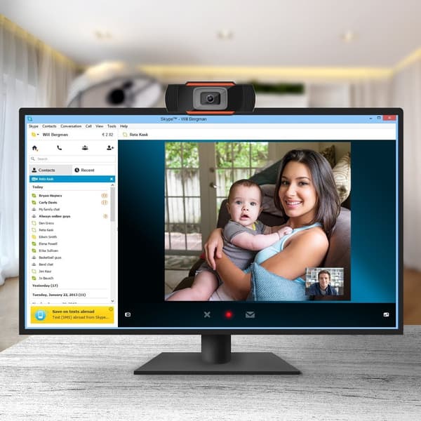 12MP pixels HD 360 Webcam USB PC Bærbar Kamera Sort