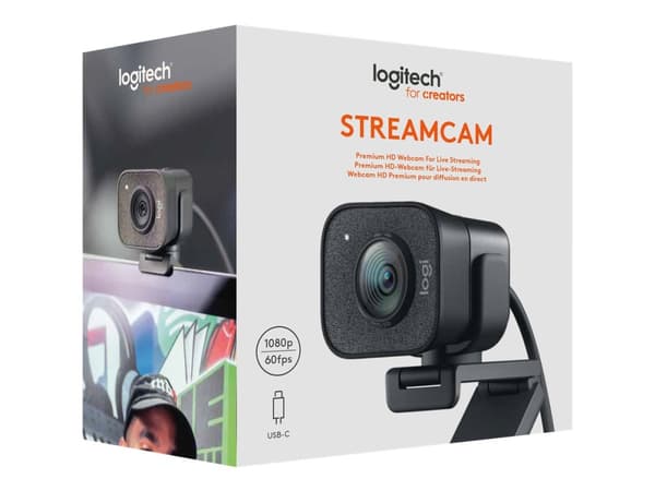 Logitech StreamCam - Webkamera - farve - 1920 x 1080 - 1080p - audio - USB-C 3.1 Gen 1 - MJPEG, YUY2 - GRAPHITE