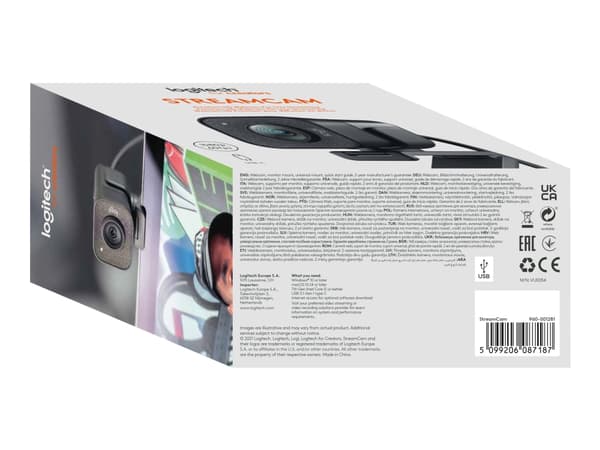 Logitech StreamCam - Webkamera - farve - 1920 x 1080 - 1080p - audio - USB-C 3.1 Gen 1 - MJPEG, YUY2 - GRAPHITE