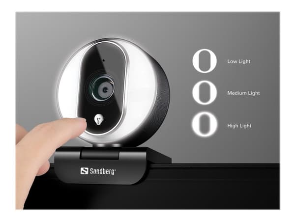 Sandberg Streamer USB Webcam Pro - Direktestrømningskamera - farge - 2 MP - 1920 x 1080 - 720p, 1080p - lyd - USB 2.0 - H.264